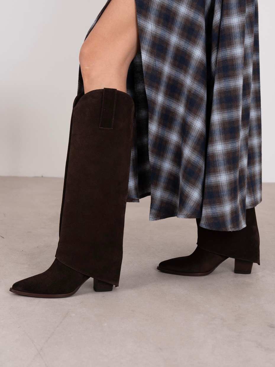 Daliya Kahve Süet Hakiki Deri Kadın Çizme