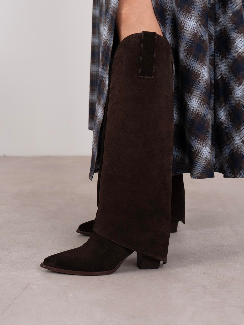 Daliya Kahve Süet Hakiki Deri Kadın Çizme