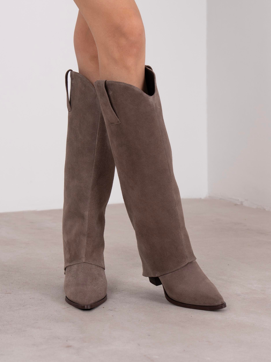 Daliya Vizon Süet Hakiki Deri Kadın Çizme