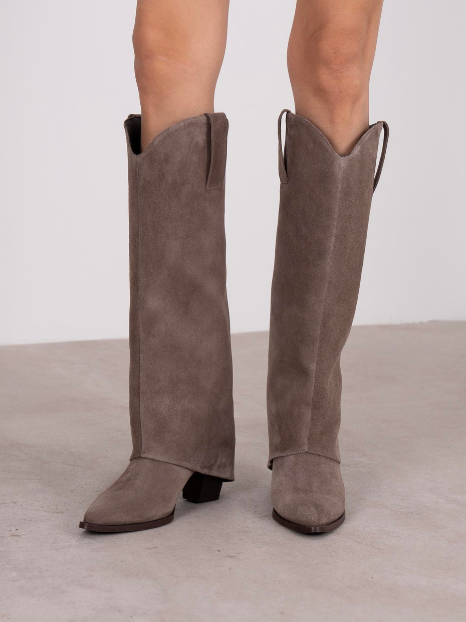 Daliya Vizon Süet Hakiki Deri Kadın Çizme