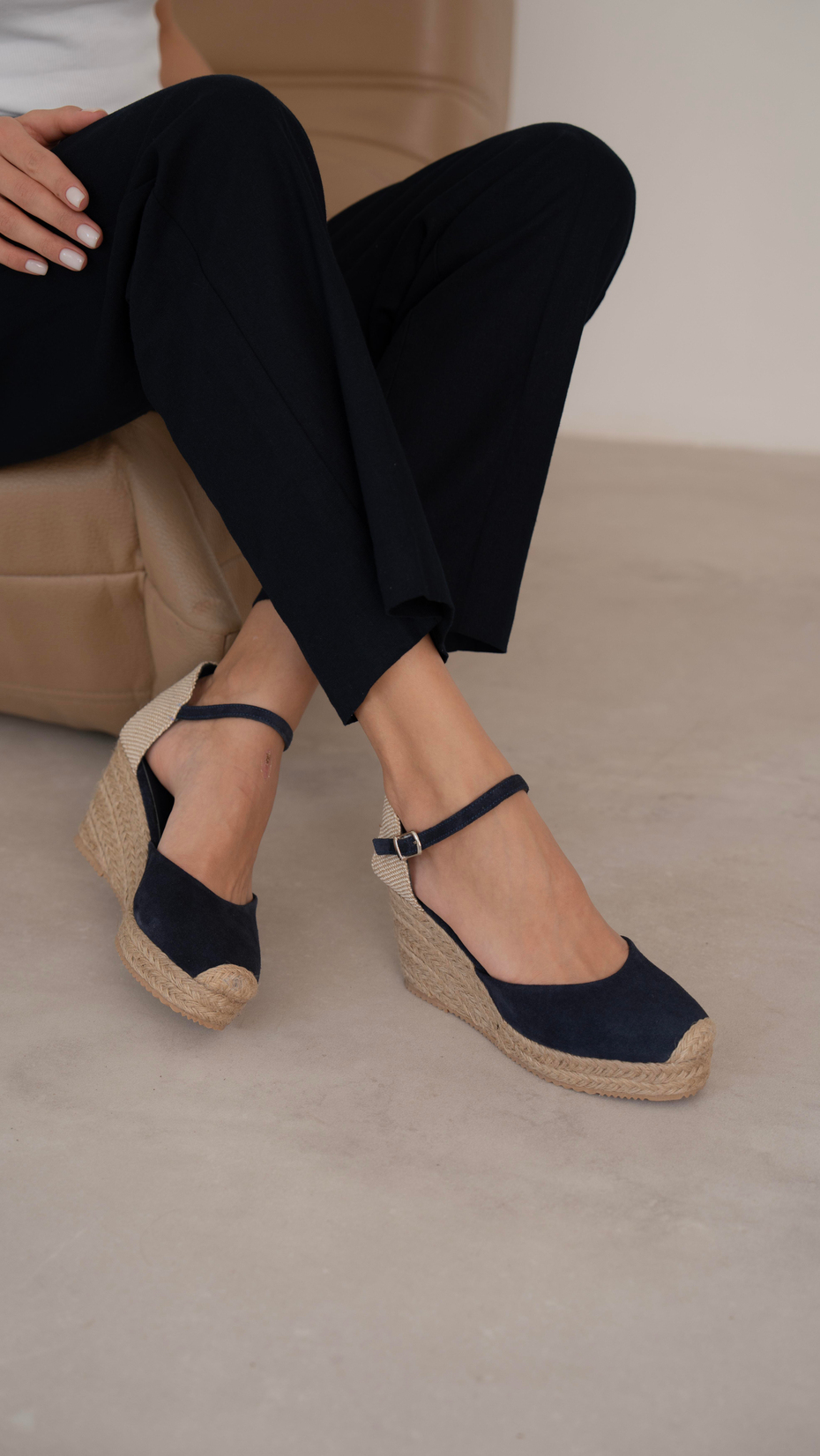 Delgado Lacivert Süet   Hakiki Deri   Topuklu Ayakkabı