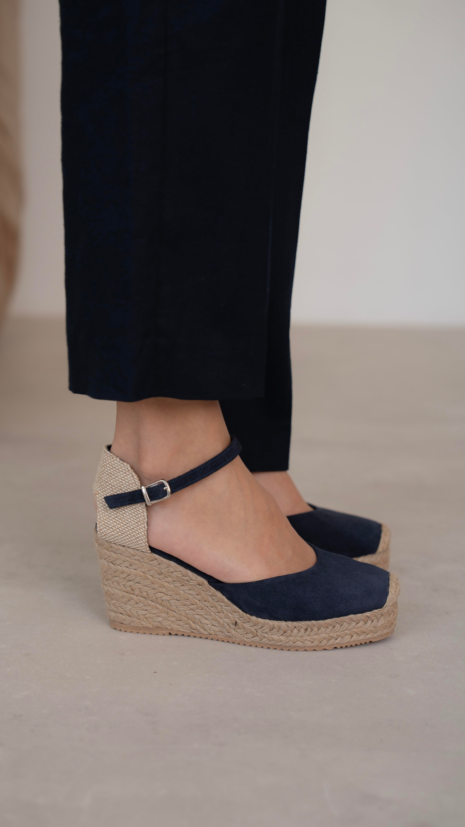 Delgado Lacivert Süet   Hakiki Deri   Topuklu Ayakkabı