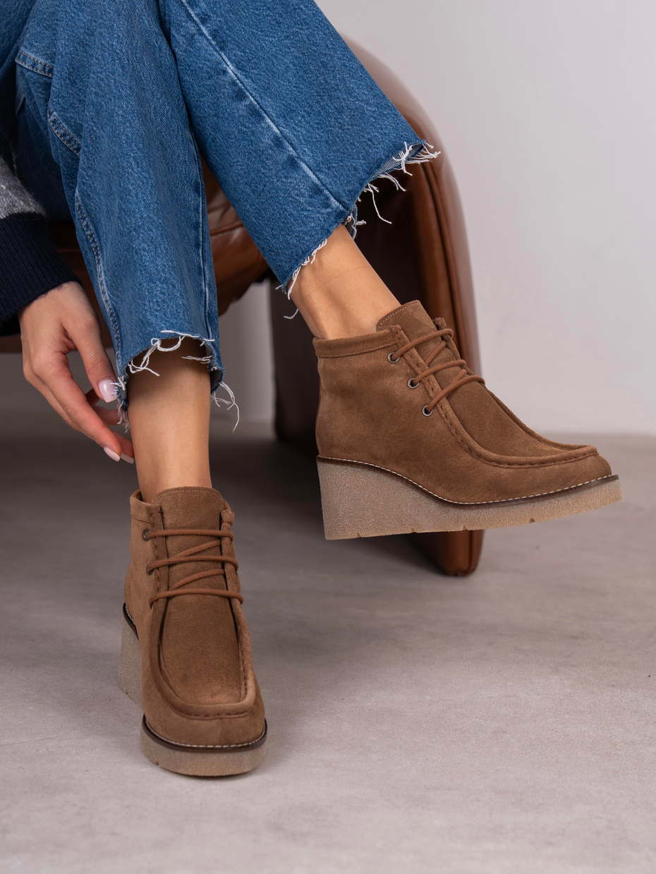 Durel Camel Süet Hakiki Deri Kadın Bot