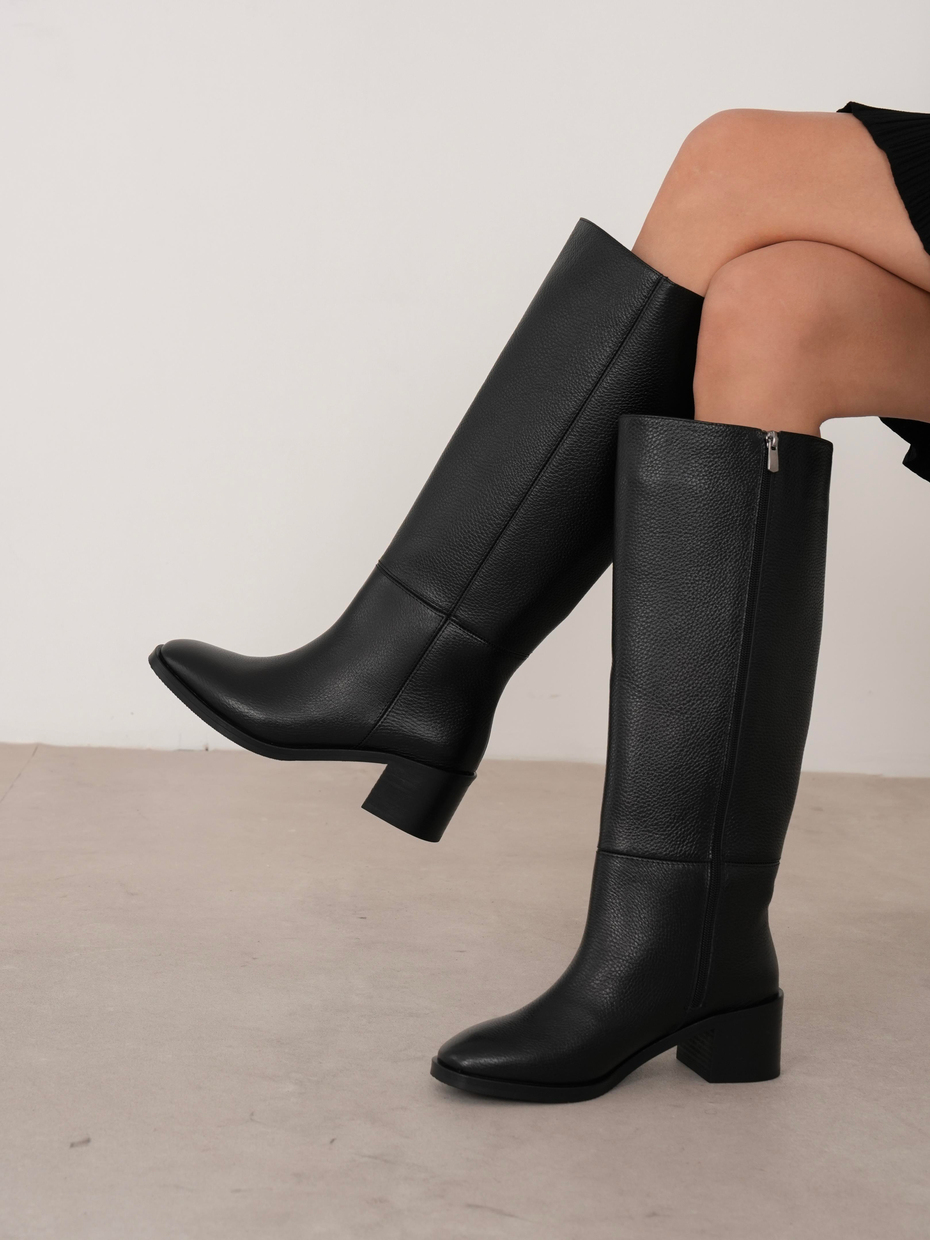Elara Siyah Hakiki Deri Kadın XL Çizme