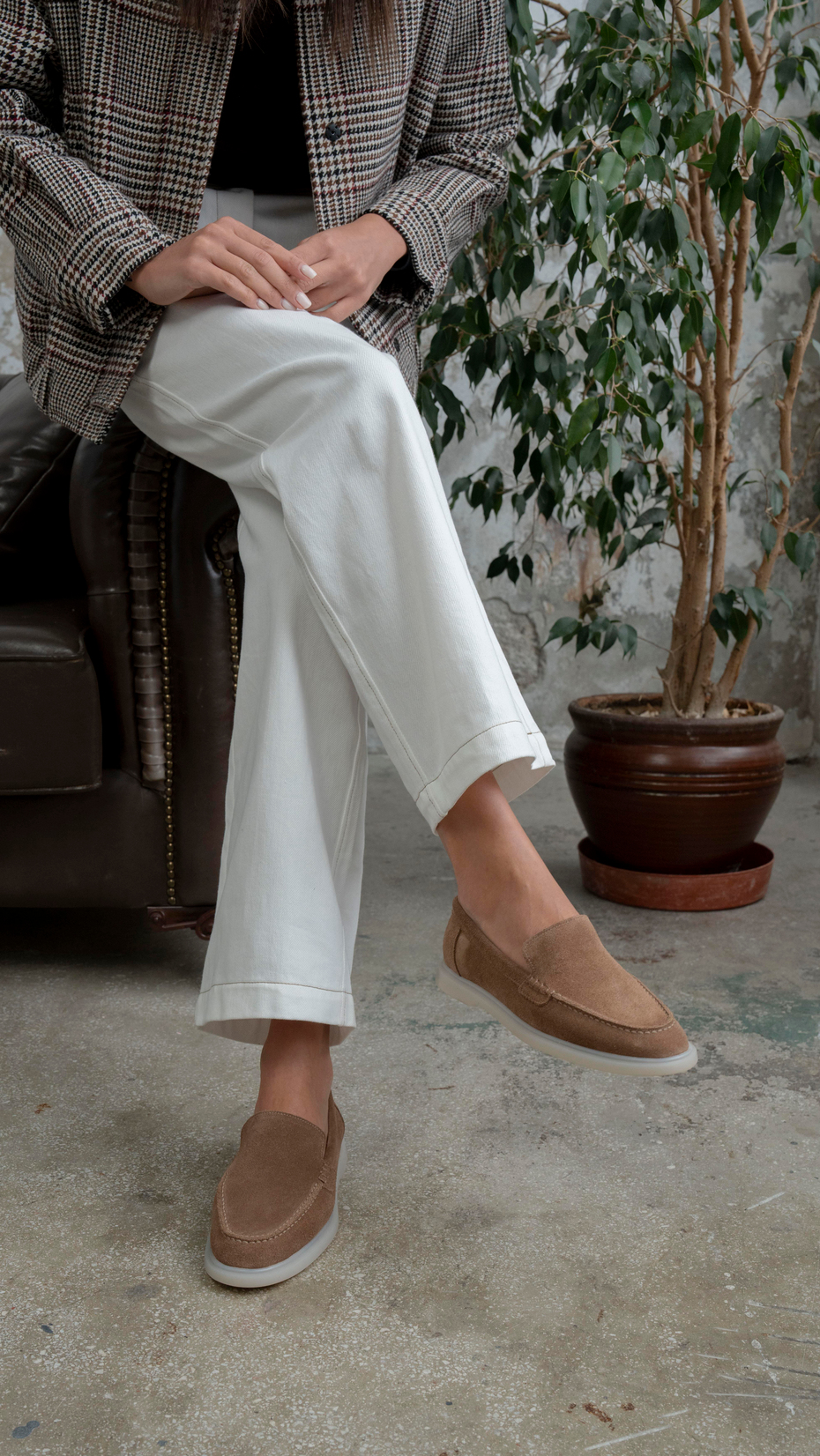 Elroy Camel Süet   Hakiki Deri   Makosen Ayakkabı