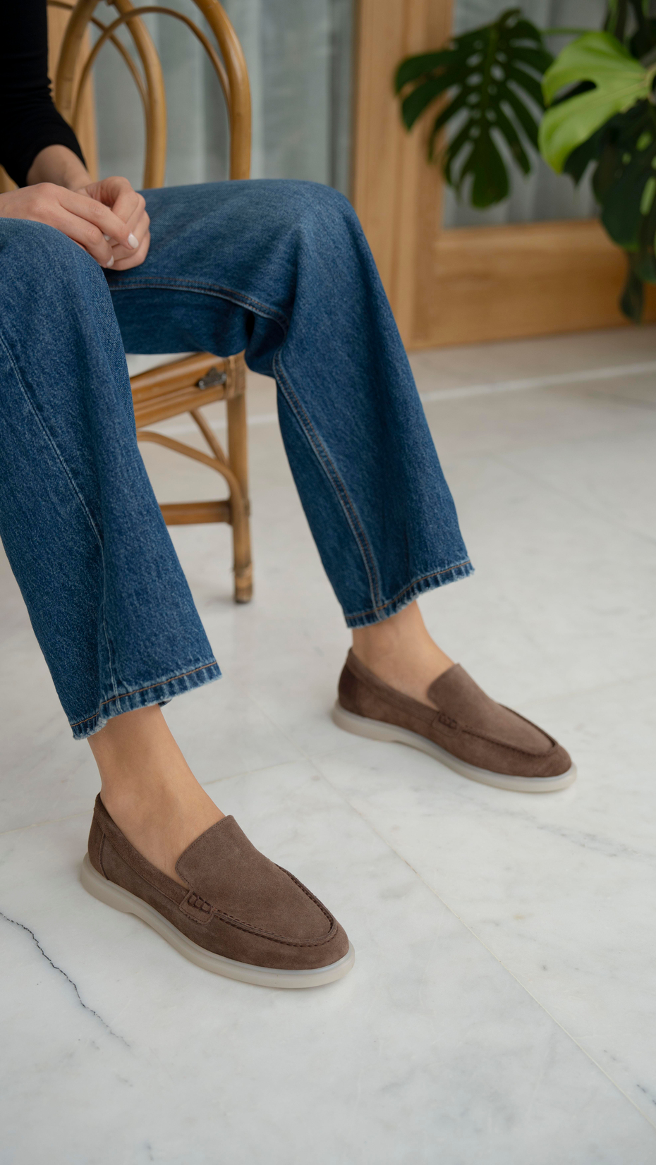 Elroy Kahve Süet   Hakiki Deri   Makosen Ayakkabı