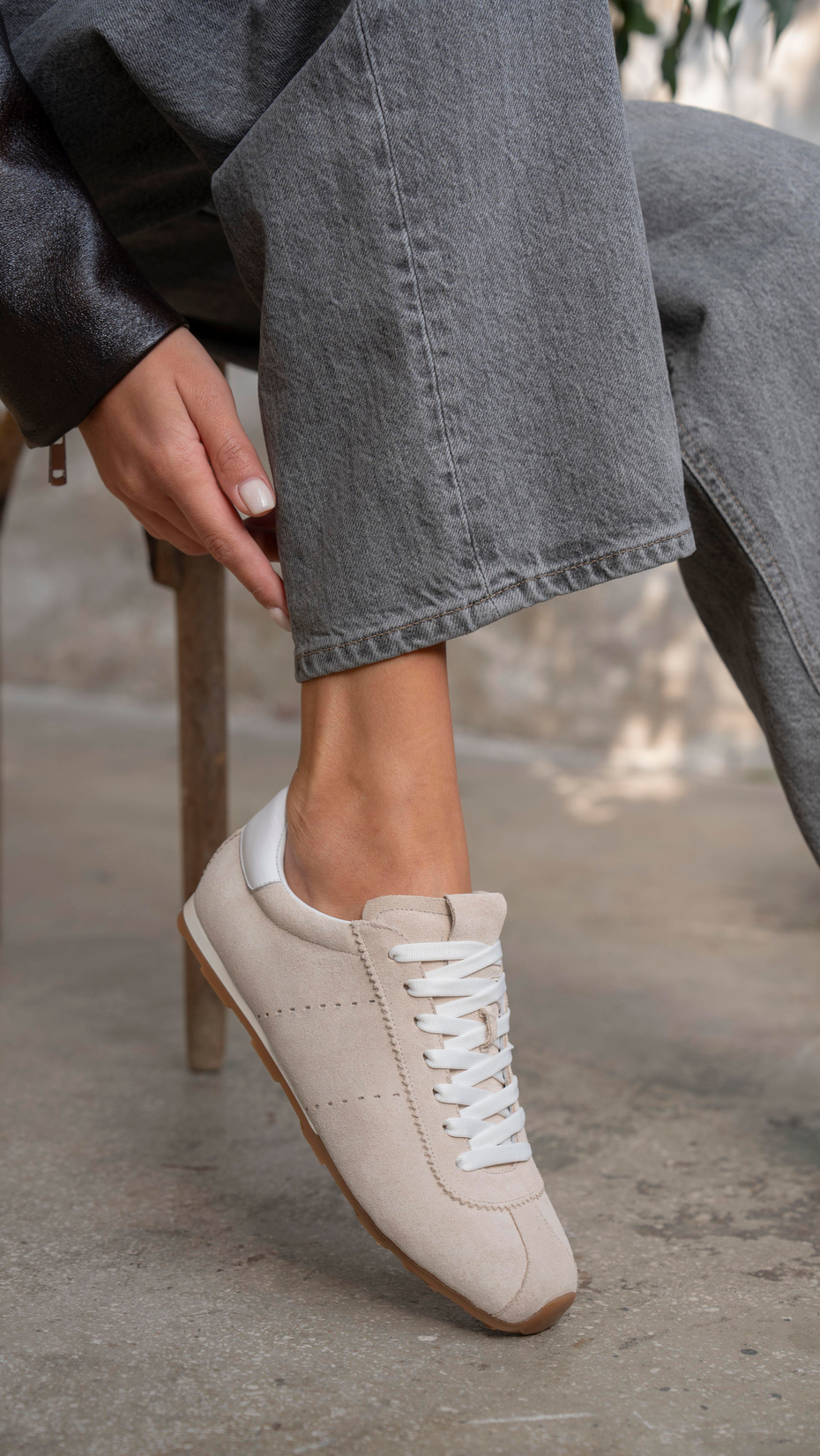 Embid Bej Süet   Hakiki Deri   Spor Ayakkabı