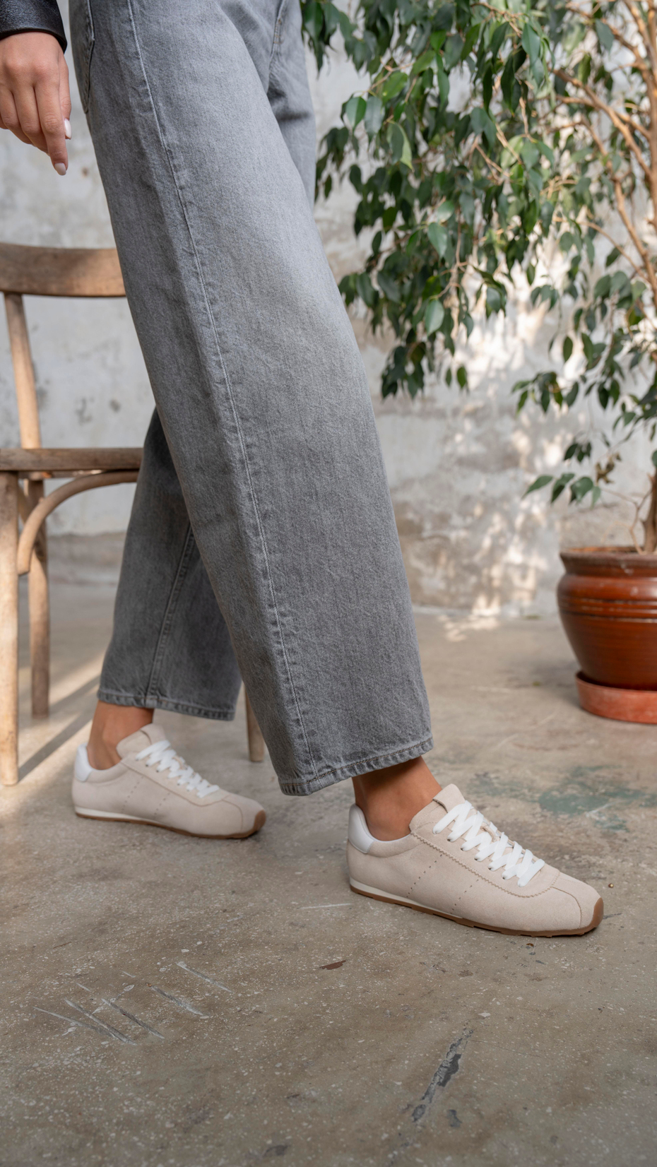 Embid Bej Süet   Hakiki Deri   Spor Ayakkabı