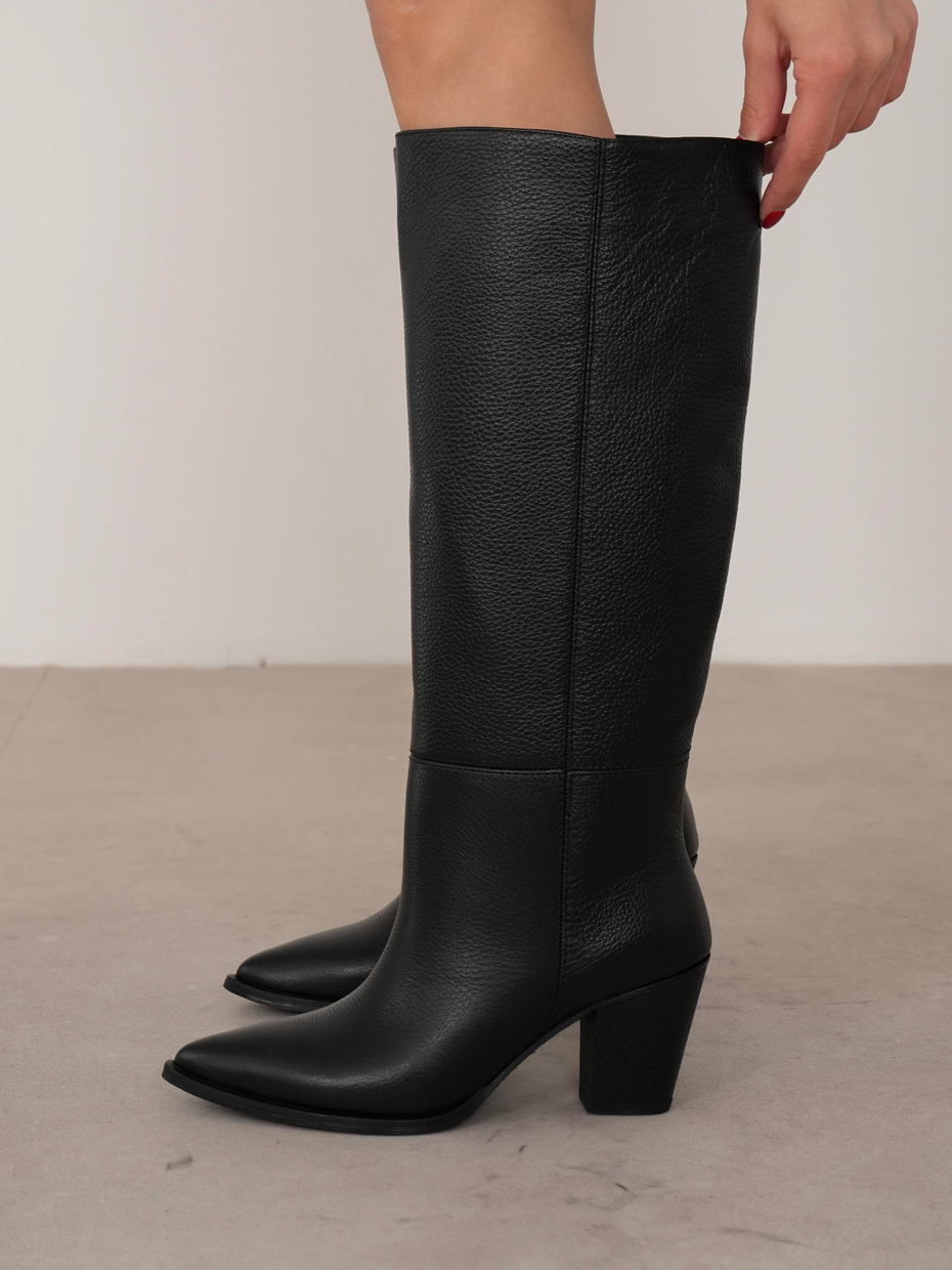 Emilia Siyah Hakiki Deri Kadın XL Çizme