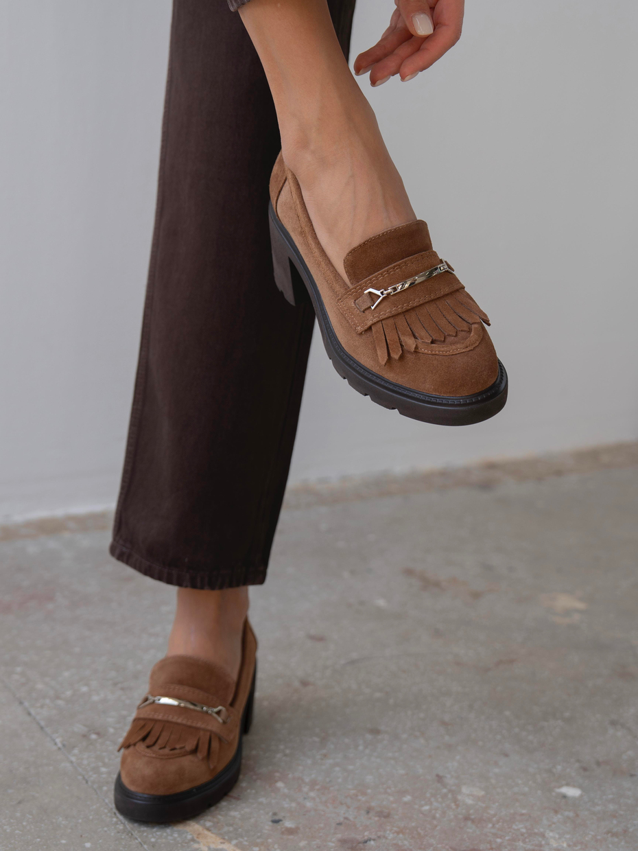 Epis Camel Süet Hakiki Deri Kadın Makosen Ayakkabı