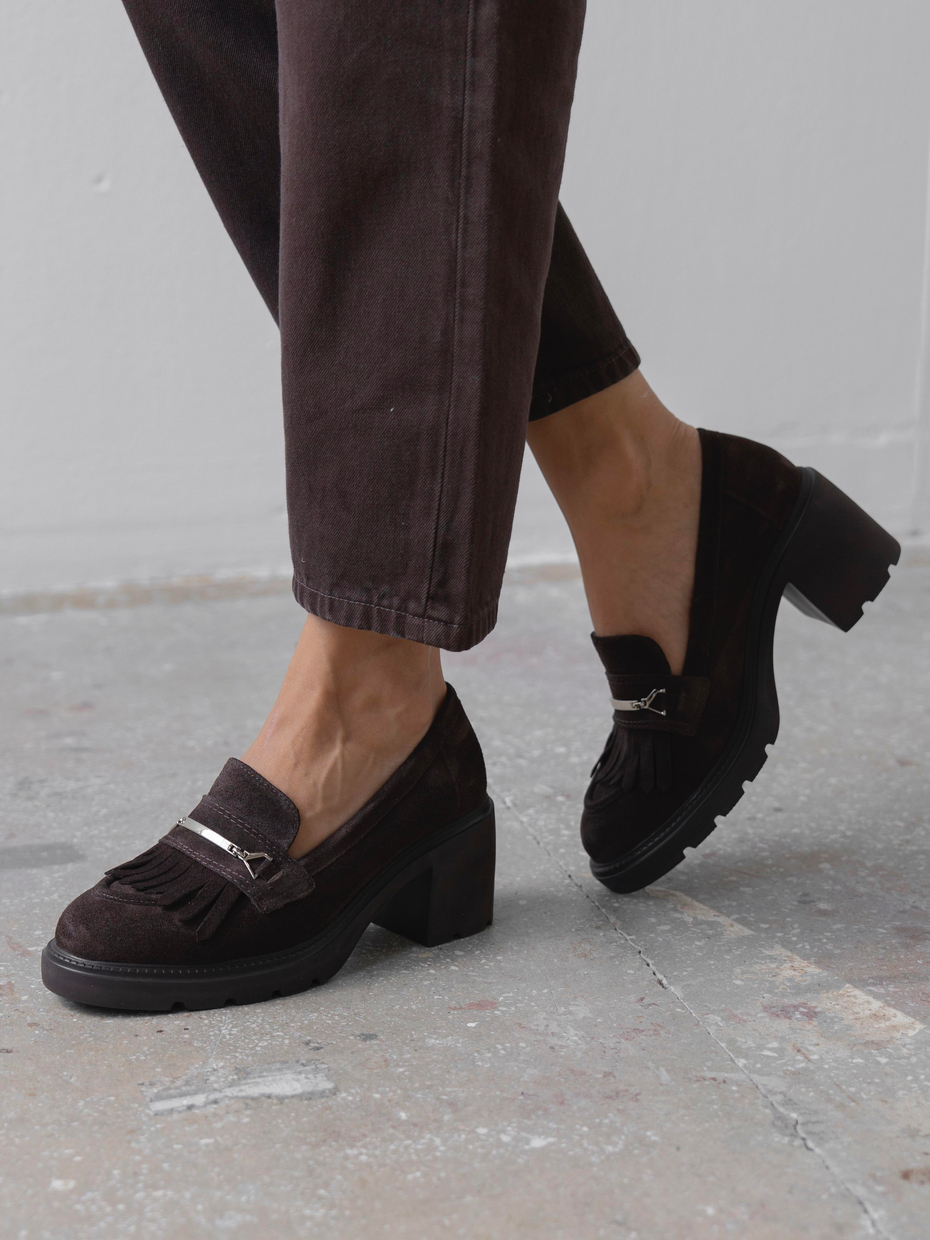 Epis Kahve Süet Hakiki Deri Kadın Makosen Ayakkabı