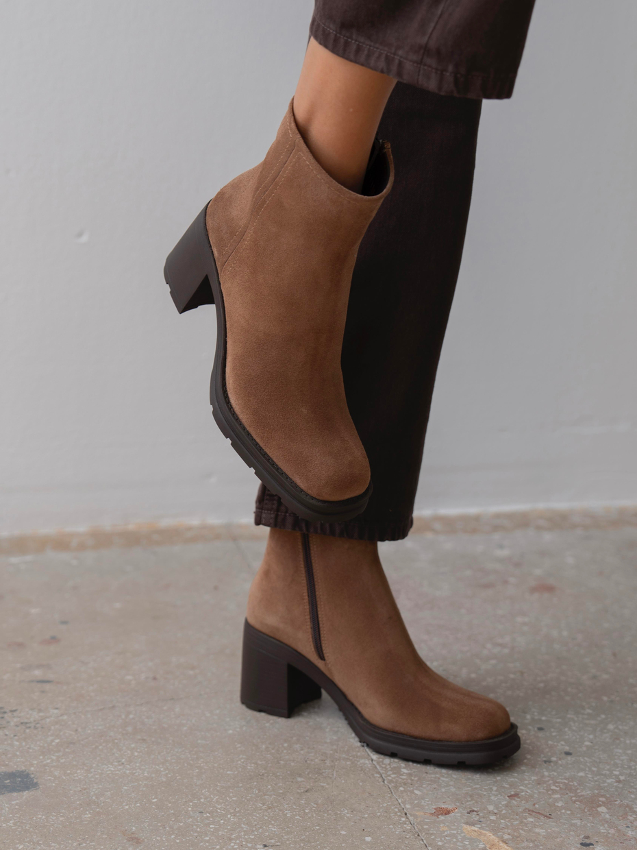 Etno Camel Süet Hakiki Deri Kadın Bot