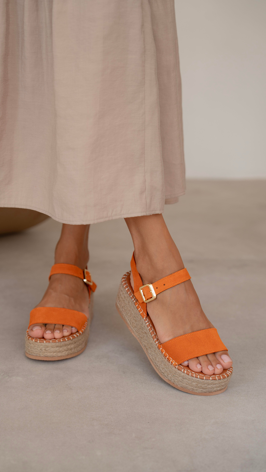 Eva Turuncu Süet Hakiki Deri  Sandalet