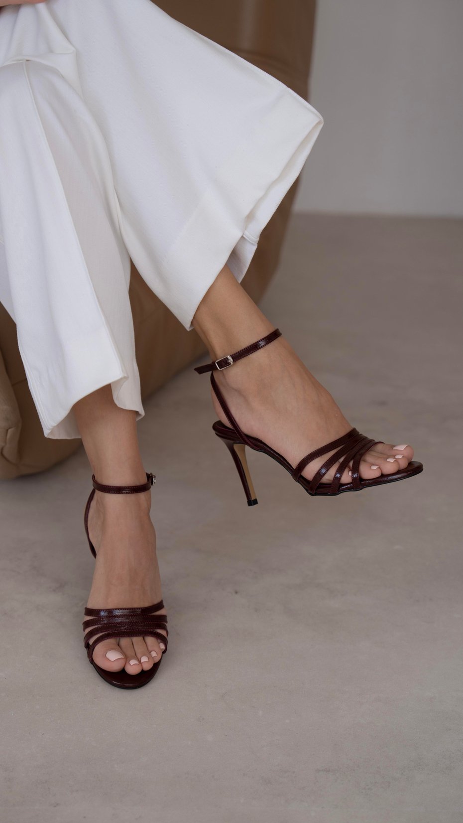 Evander Bordo Rugan   Hakiki Deri   Topuklu Ayakkabı