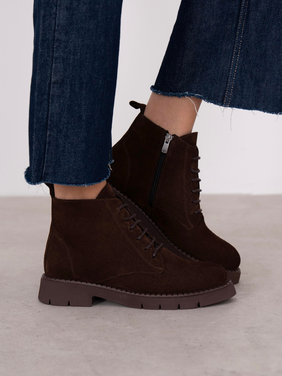Falia Kahve Süet Hakiki Deri Kadın Bot