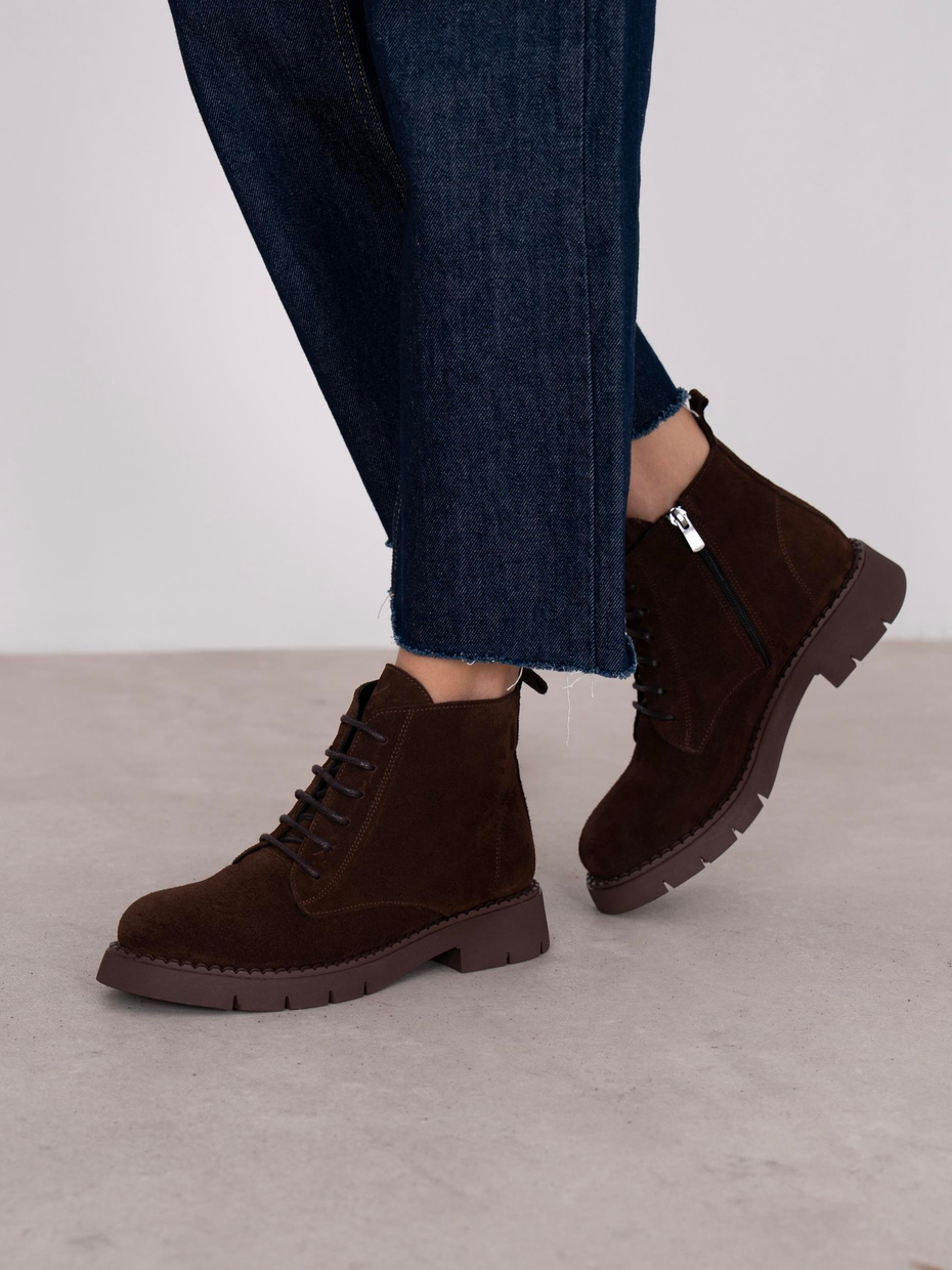 Falia Kahve Süet Hakiki Deri Kadın Bot