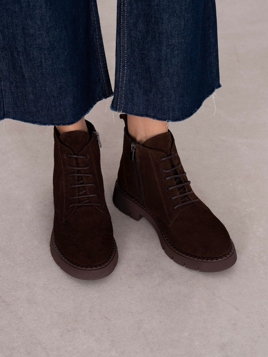 Falia Kahve Süet Hakiki Deri Kadın Bot
