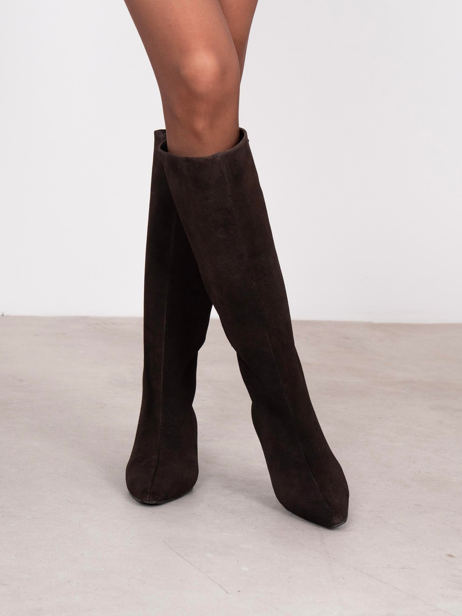 Fayola Kahve Süet Hakiki Deri Kadın Çizme