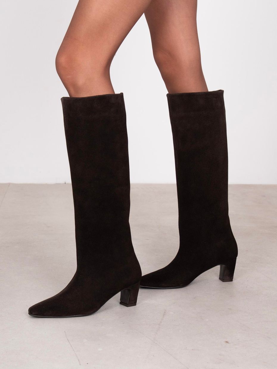 Fayola Kahve Süet Hakiki Deri Kadın Çizme