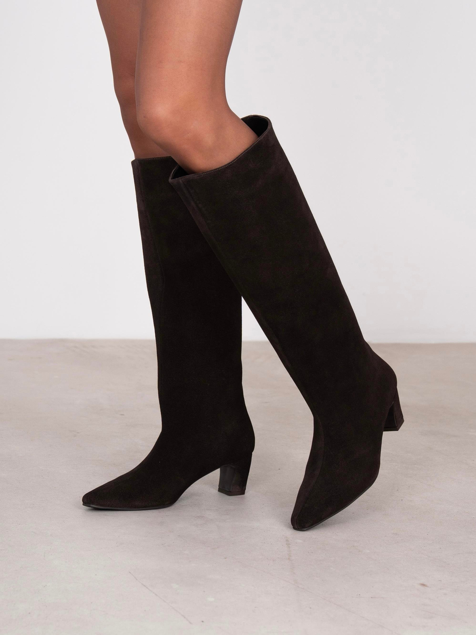 Fayola Kahve Süet Hakiki Deri Kadın Çizme