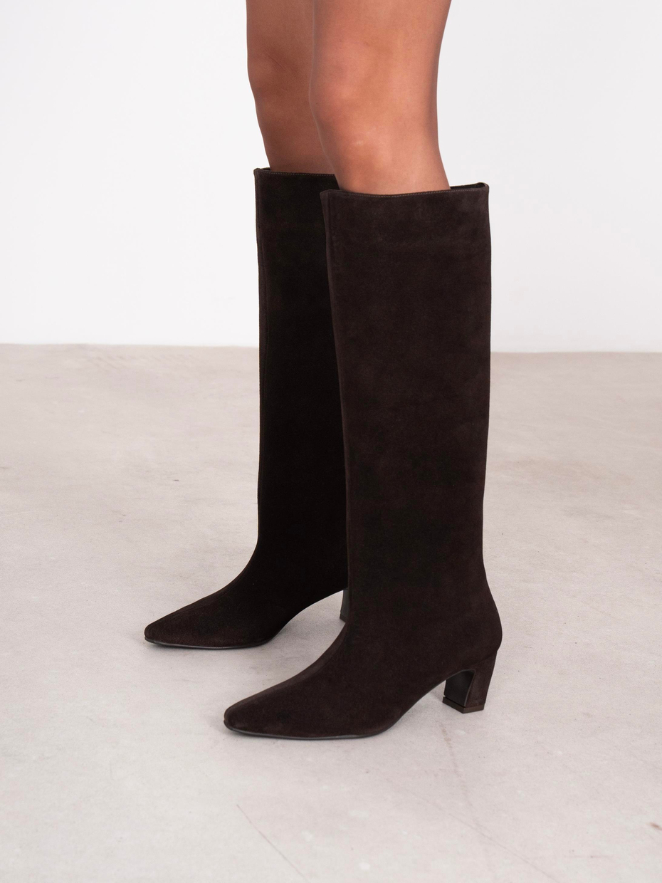 Fayola Kahve Süet Hakiki Deri Kadın Çizme