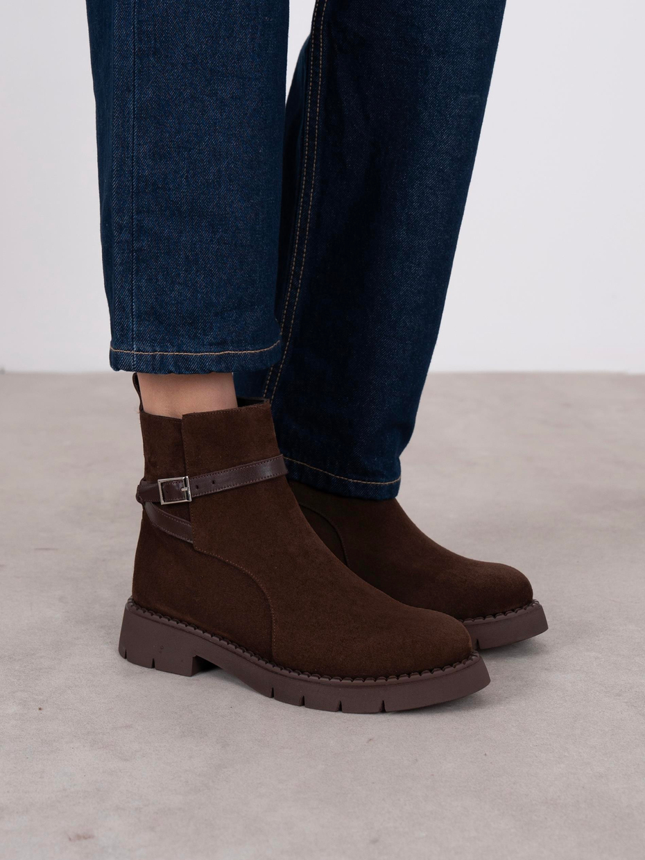 Felina Kahve Süet Hakiki Deri Kadın Bot