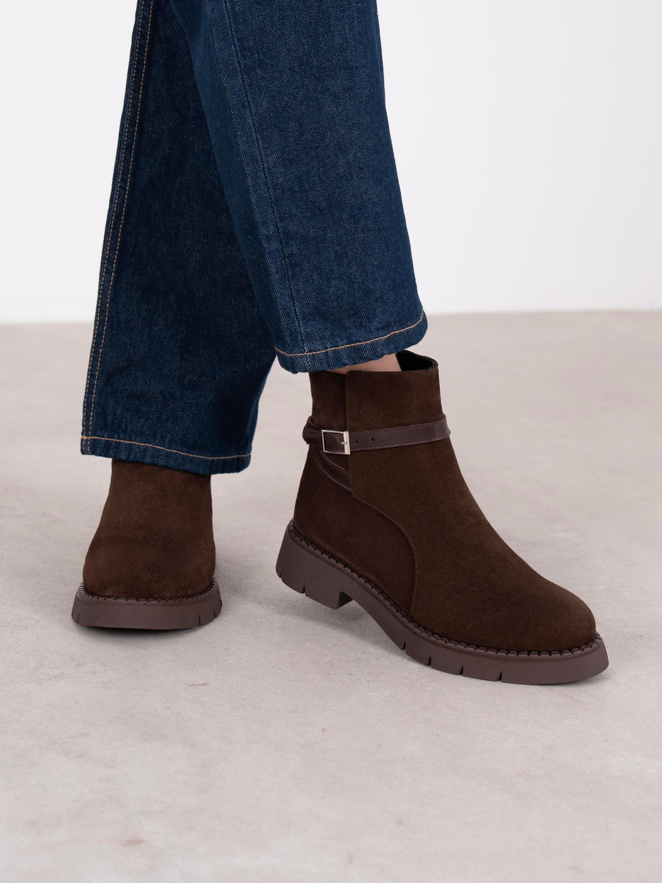Felina Kahve Süet Hakiki Deri Kadın Bot