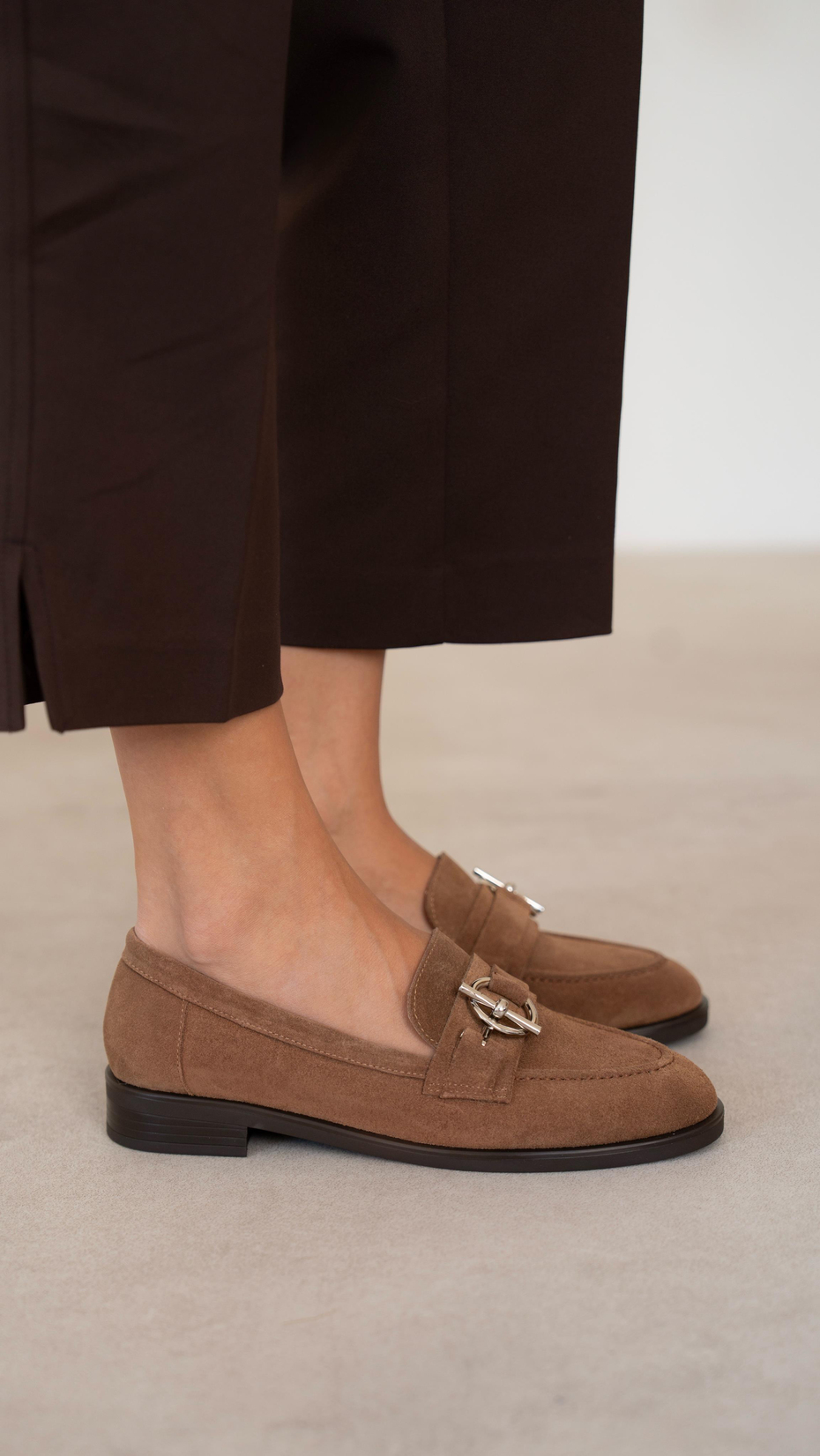 Fern Camel Süet Hakiki Deri Kadın Makosen Ayakkabı