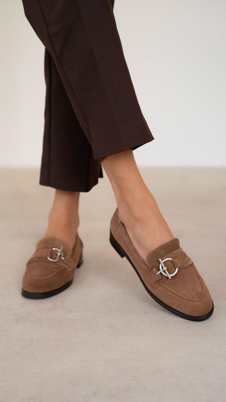 Fern Camel Süet Hakiki Deri Kadın Makosen Ayakkabı