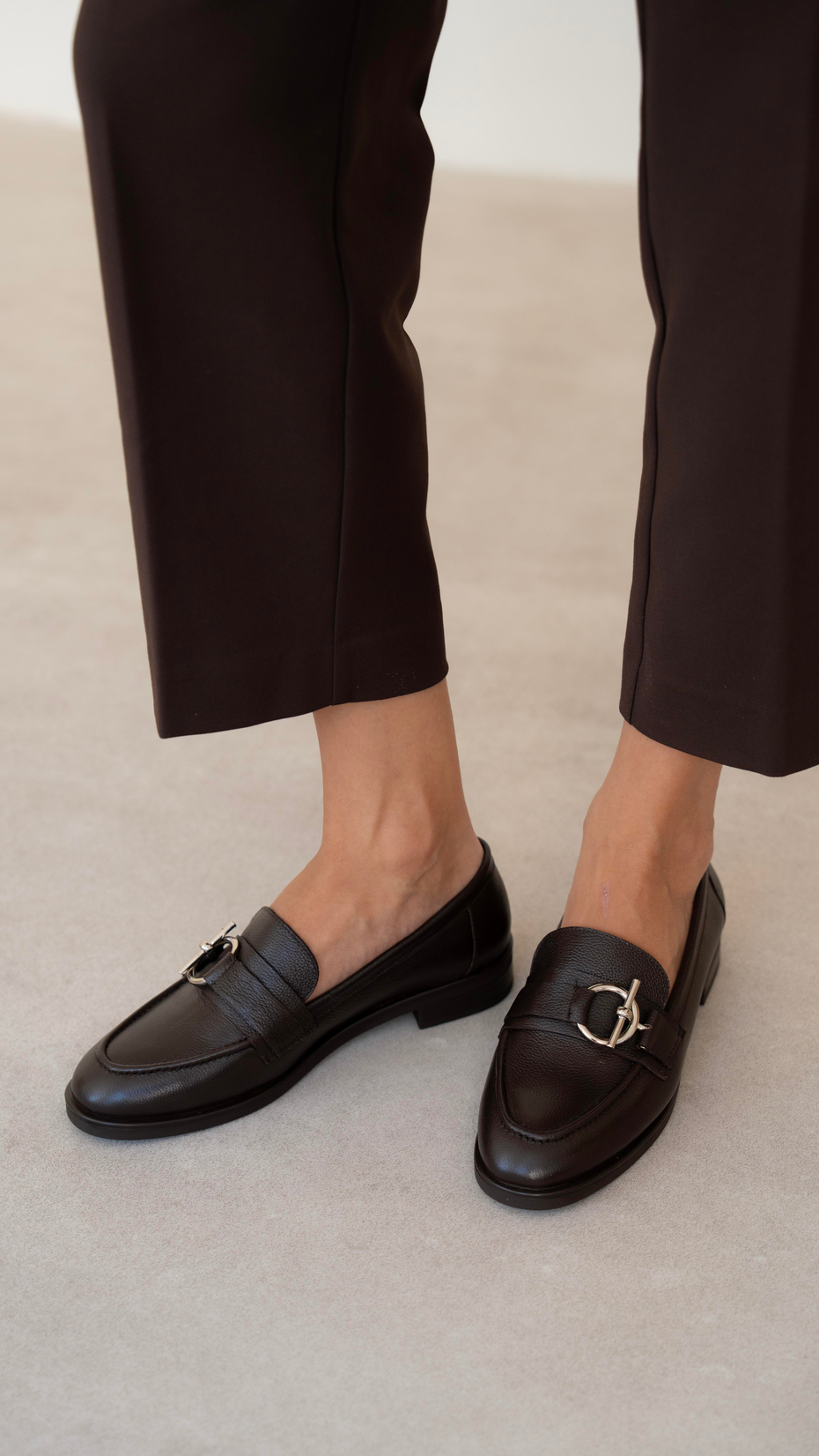 Fern Kahve Hakiki Deri Kadın Makosen Ayakkabı