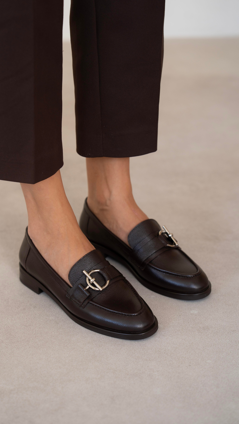 Fern Kahve Hakiki Deri Kadın Makosen Ayakkabı