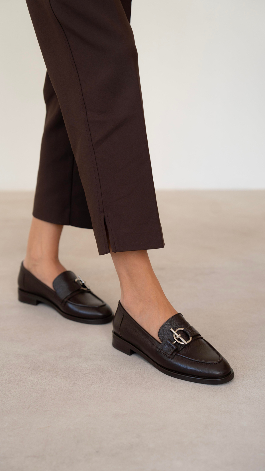 Fern Kahve Hakiki Deri Kadın Makosen Ayakkabı