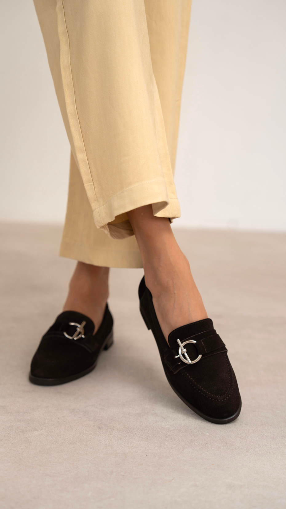 Fern Kahve Süet Hakiki Deri Kadın Makosen Ayakkabı