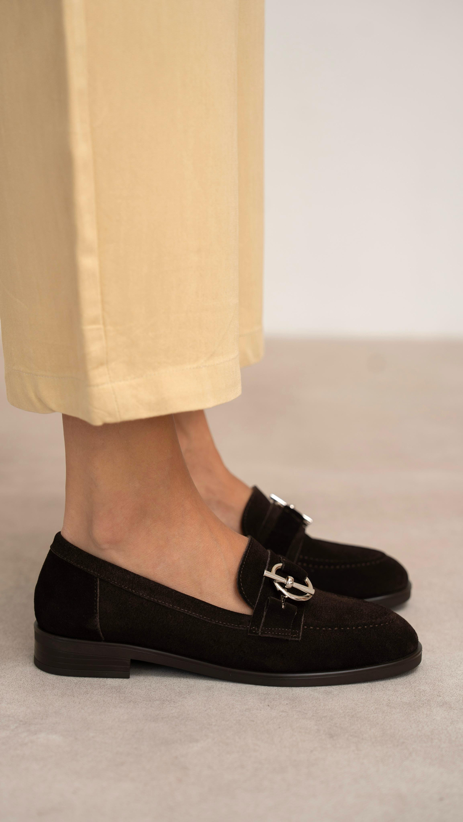 Fern Kahve Süet Hakiki Deri Kadın Makosen Ayakkabı