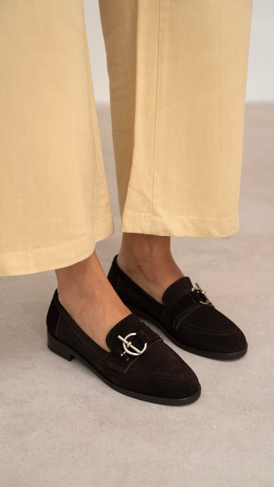 Fern Kahve Süet Hakiki Deri Kadın Makosen Ayakkabı