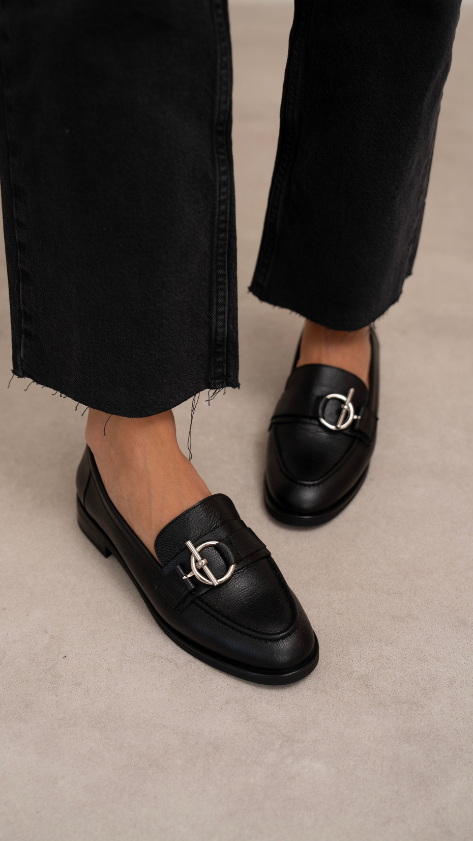 Fern Siyah Hakiki Deri Kadın Makosen Ayakkabı