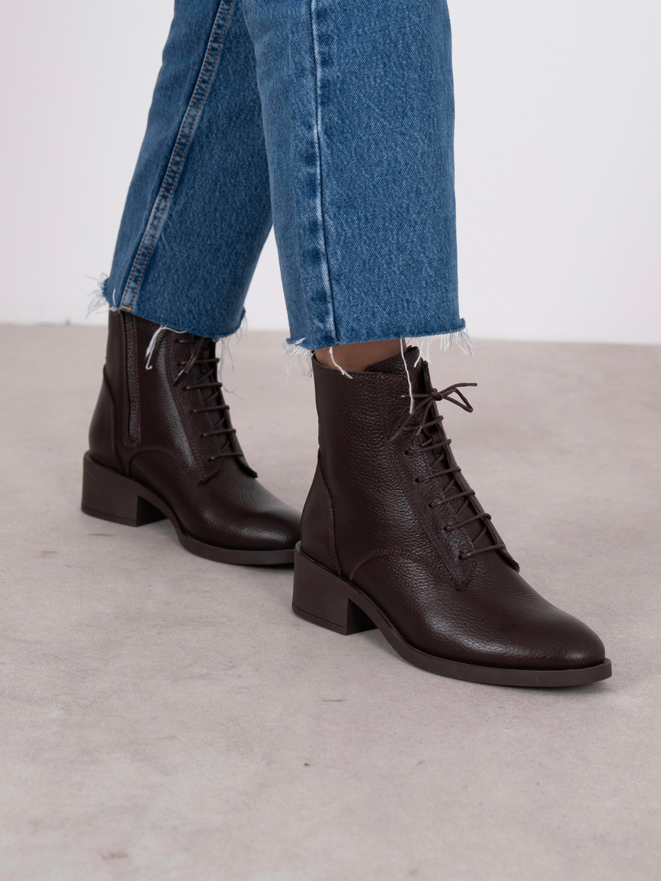 Fiena Kahve Hakiki Deri Kadın Bot