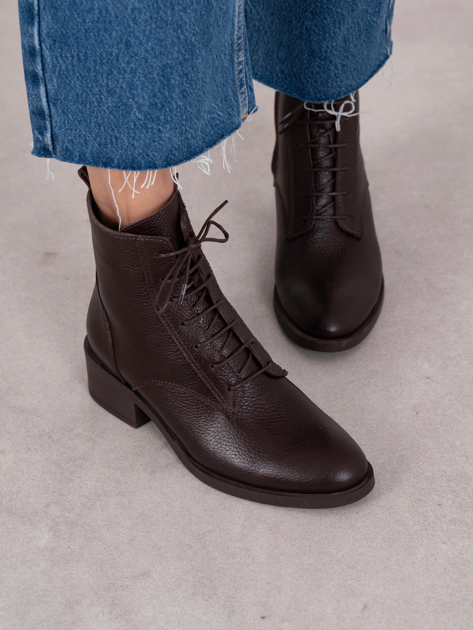 Fiena Kahve Hakiki Deri Kadın Bot