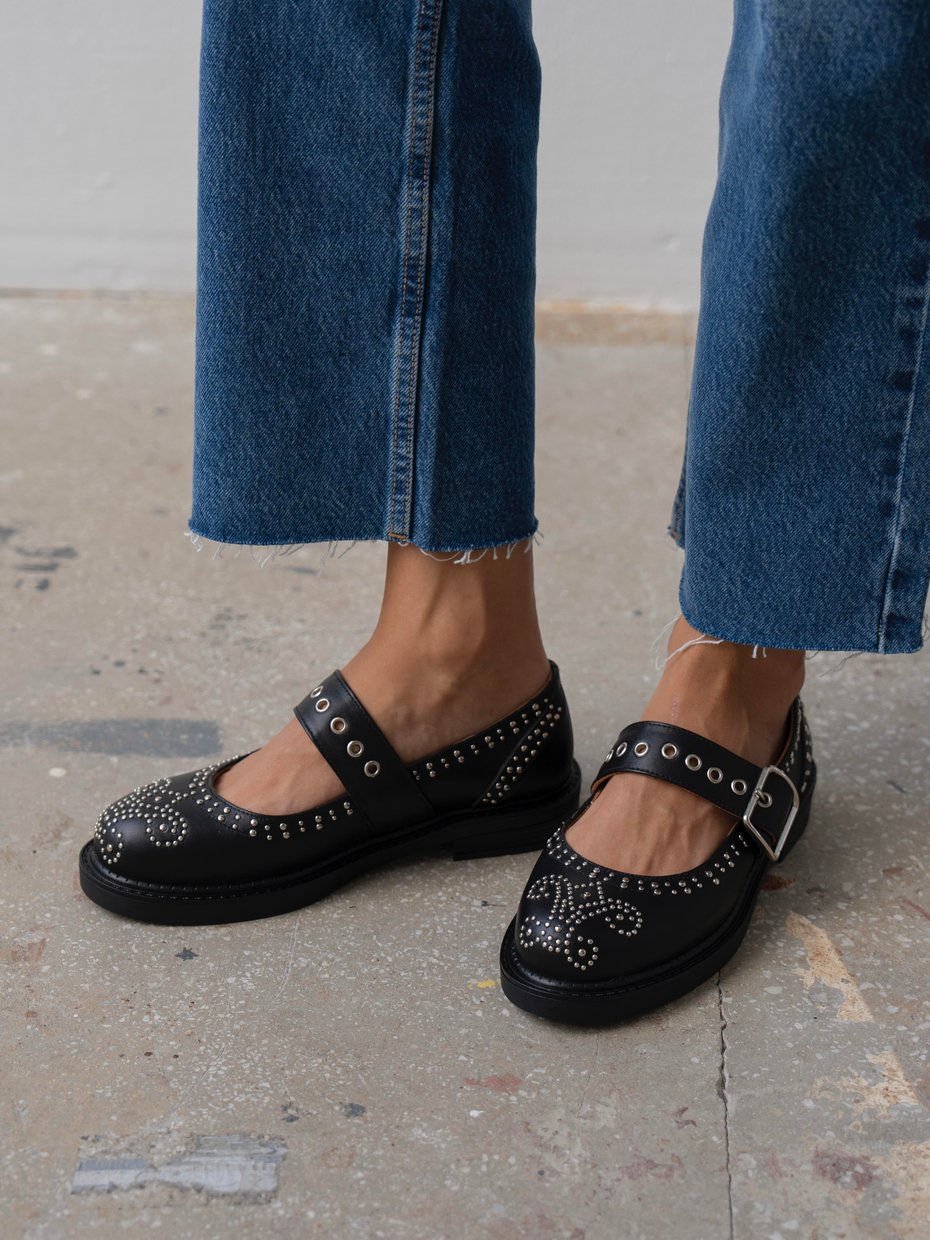 Forth Siyah Troklu Hakiki Deri Kadın Makosen Ayakkabı