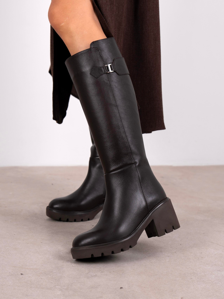 Fumi Kahve Hakiki Deri Kadın Çizme