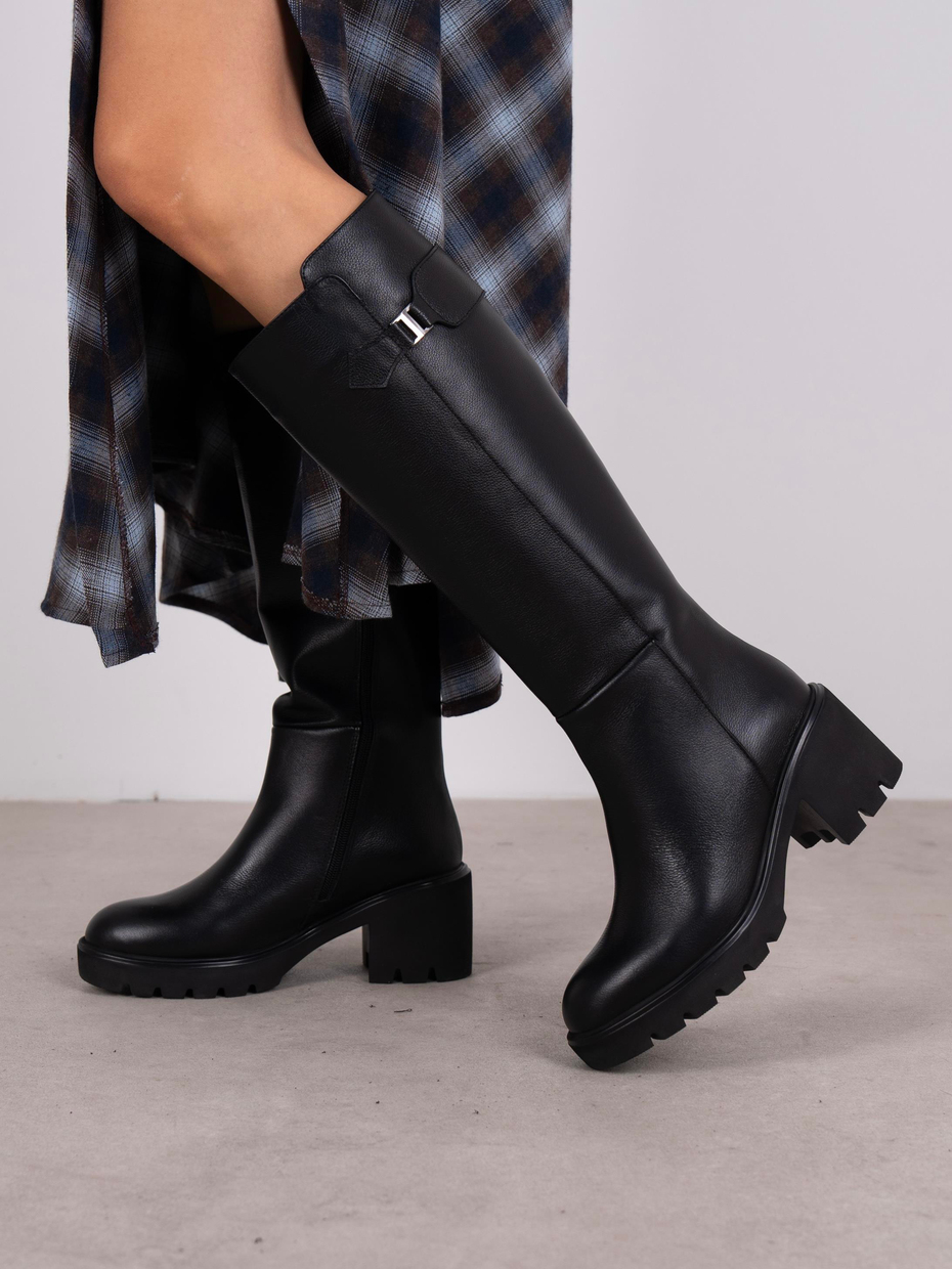 Fumi Siyah Hakiki Deri Kadın Çizme