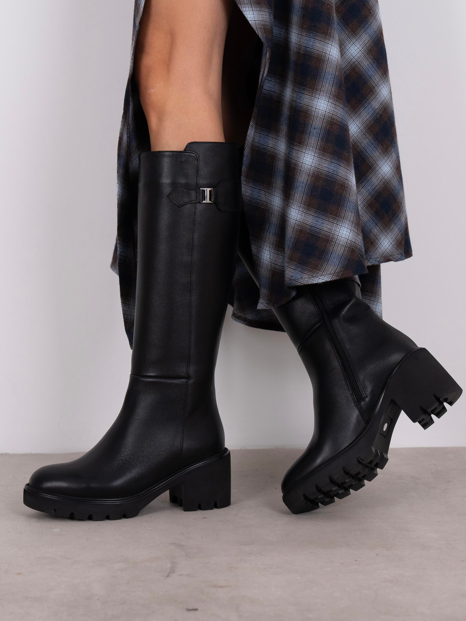 Fumi Siyah Hakiki Deri Kadın Çizme