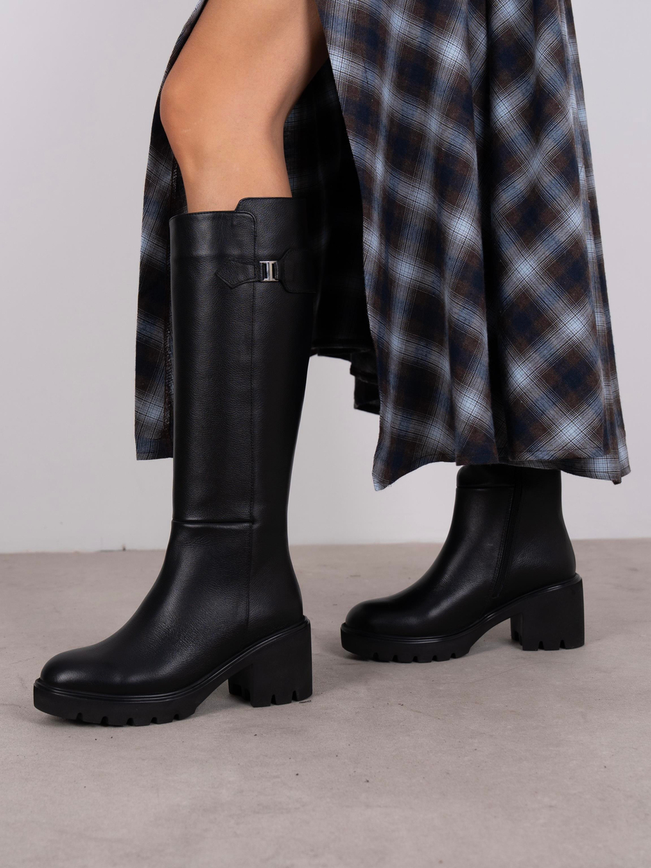 Fumi Siyah Hakiki Deri Kadın Çizme