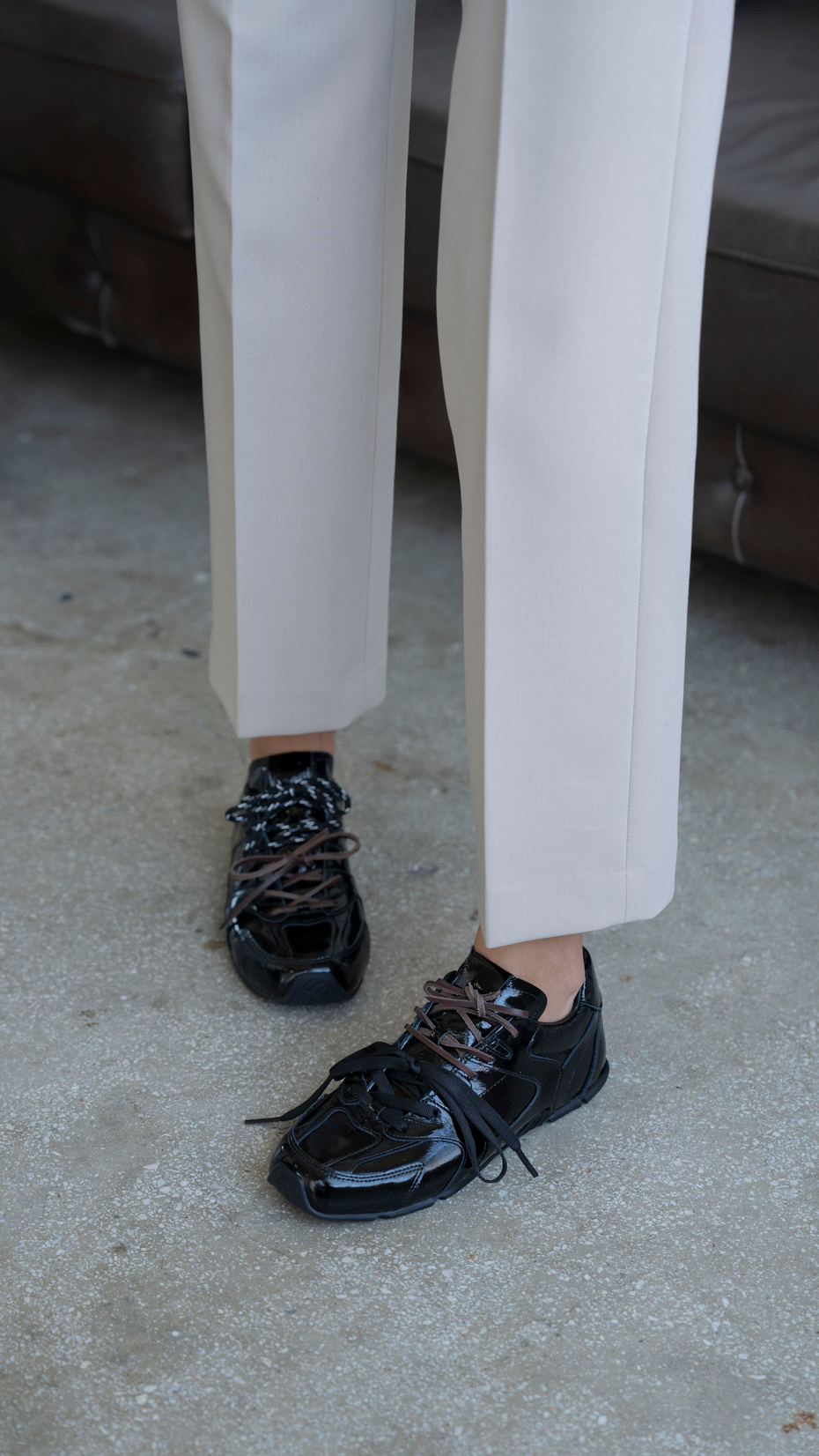 Gabbia Siyah Rugan   Hakiki Deri Kadın   Spor Ayakkabı