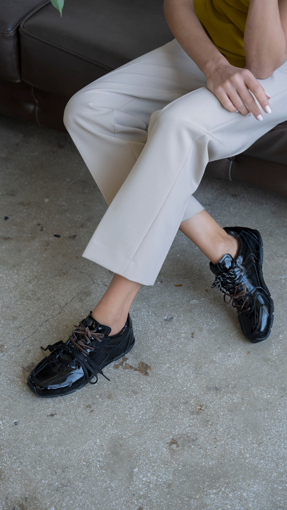 Gabbia Siyah Rugan   Hakiki Deri Kadın   Spor Ayakkabı