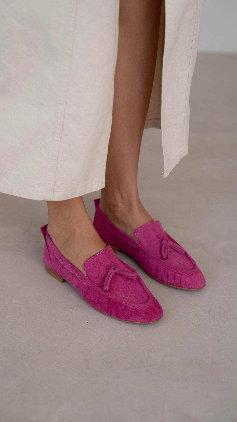Gobert Fuşya Süet   Hakiki Deri   Makosen Ayakkabı