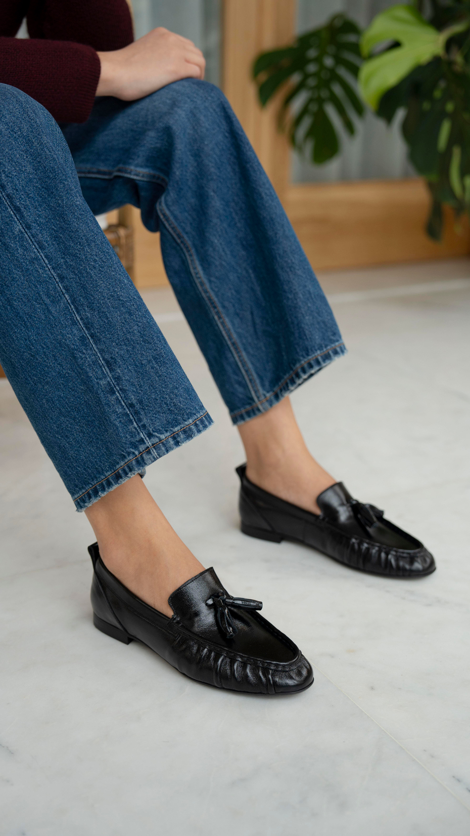 Gobert Siyah Rugan   Hakiki Deri   Makosen Ayakkabı