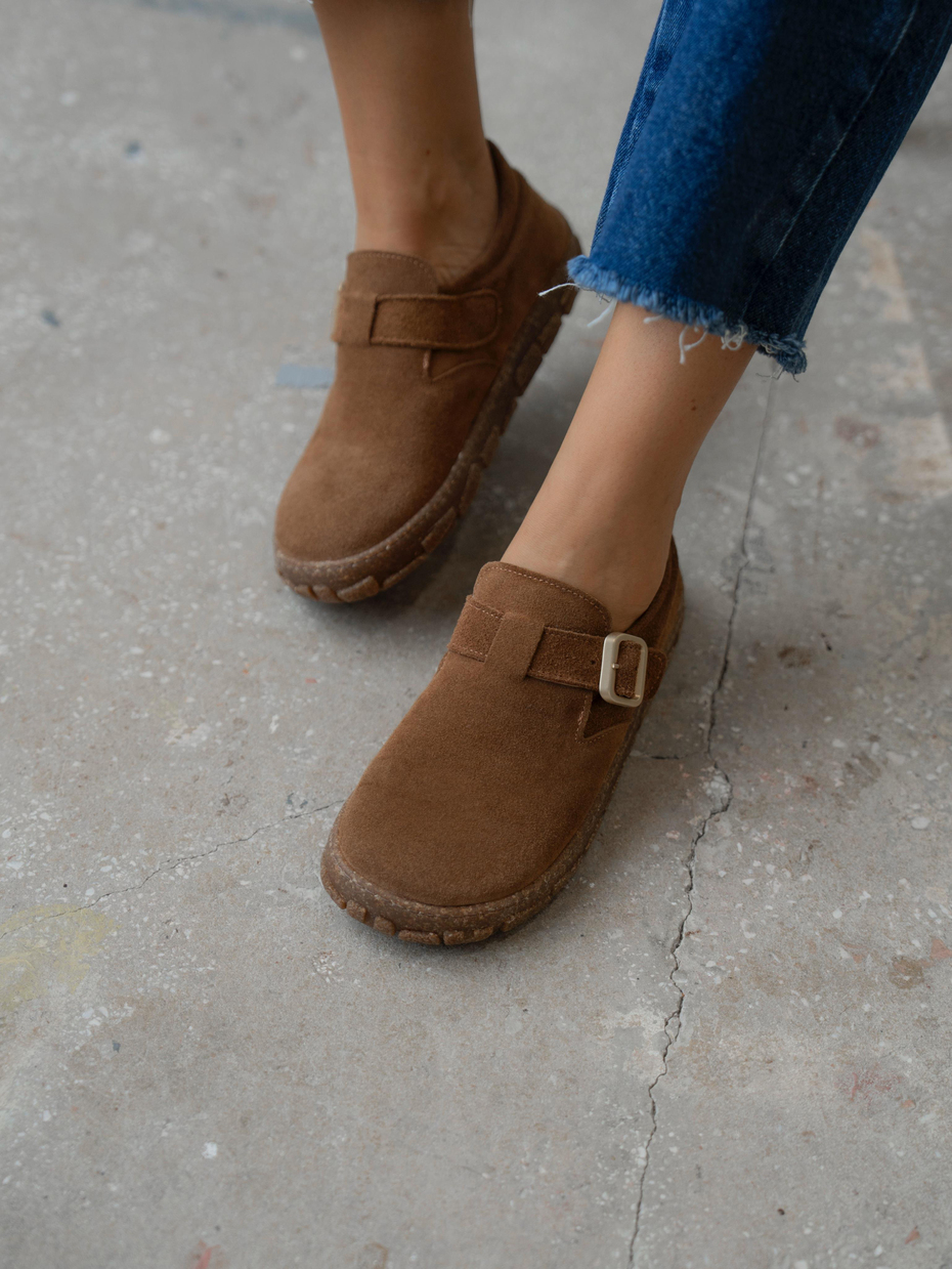 Hiva Camel Hakiki Süet Kadın Oxford Ayakkabı