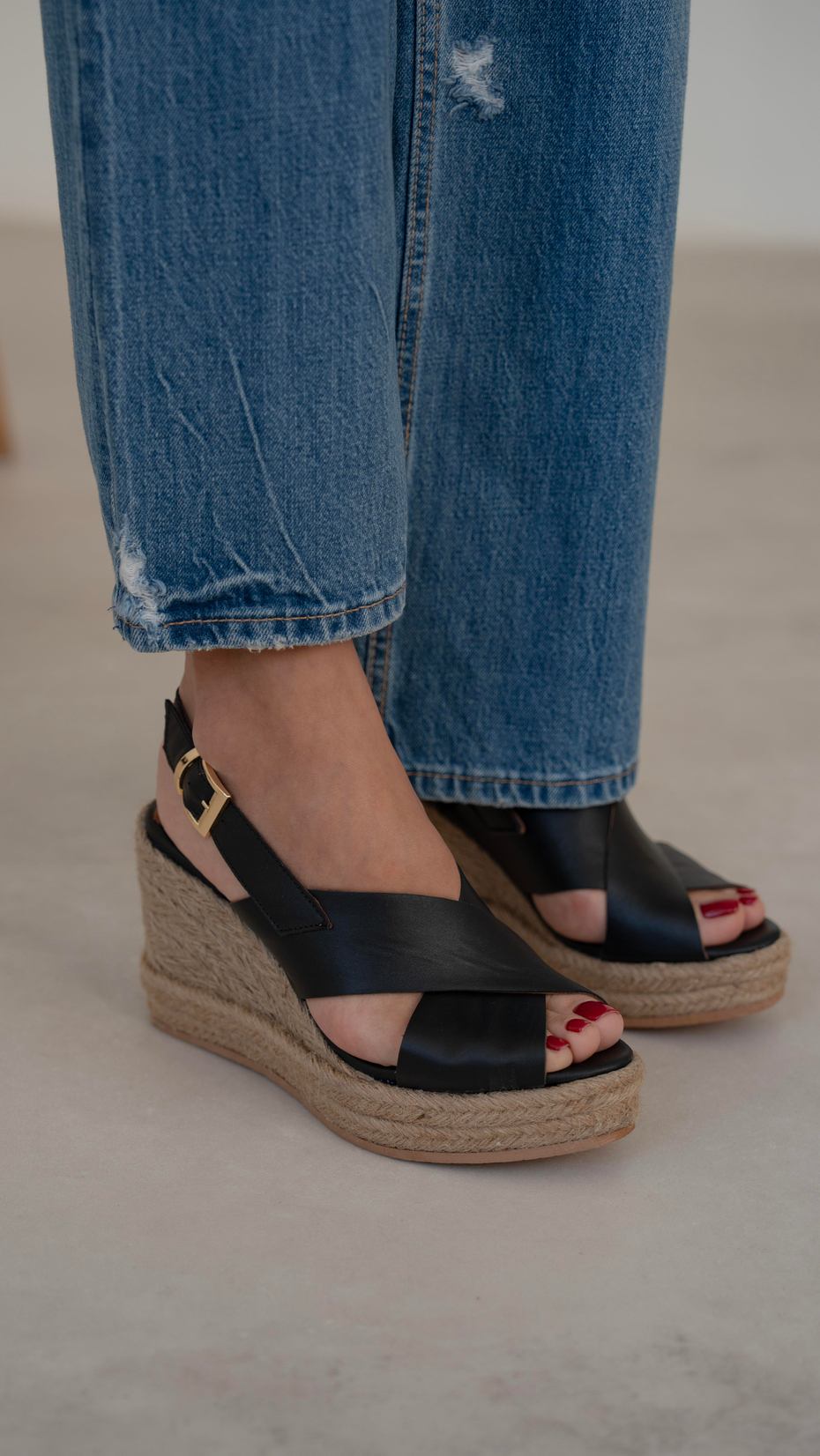 Jordy Siyah   Hakiki Deri   Sandalet