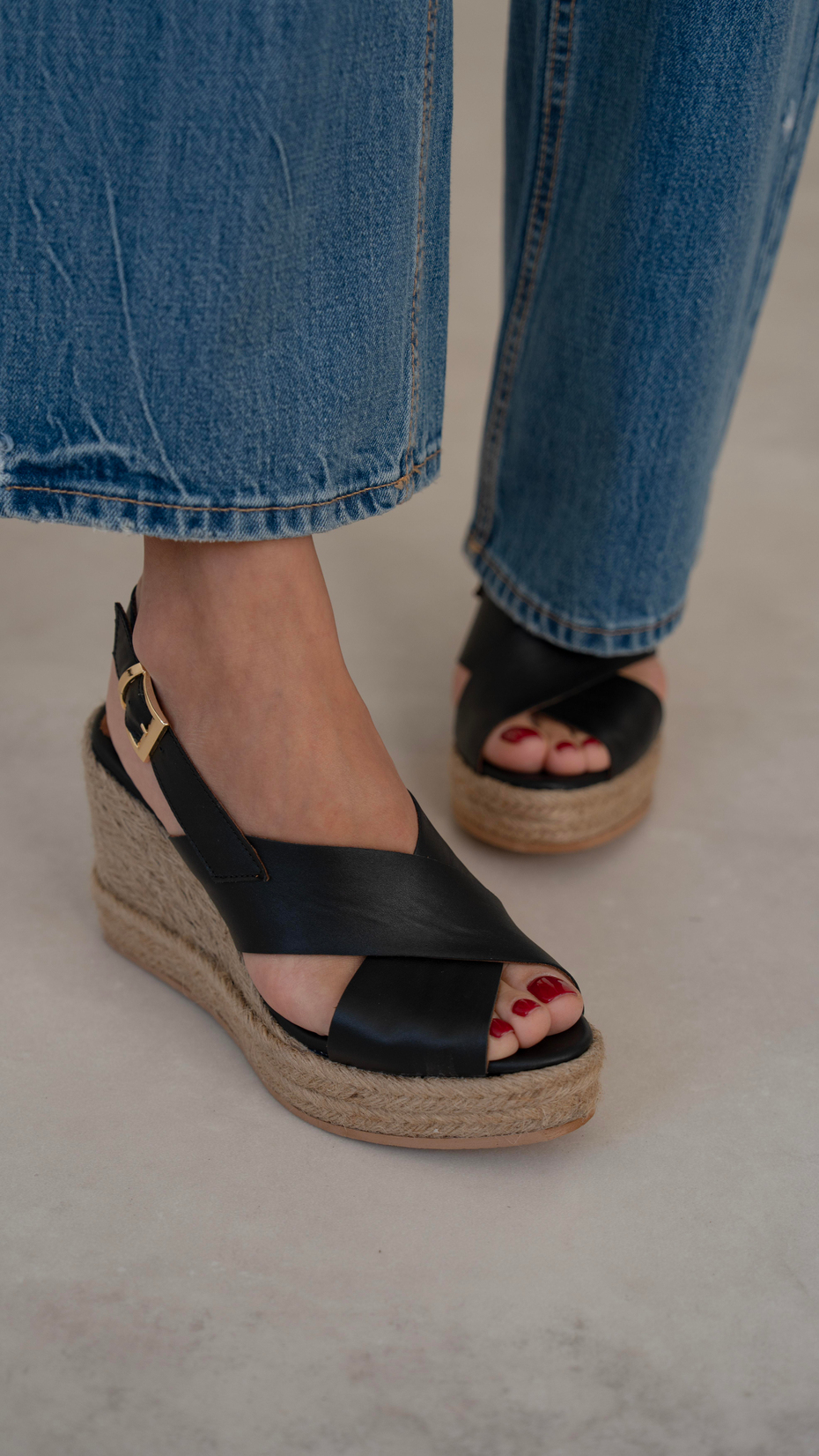 Jordy Siyah   Hakiki Deri   Sandalet